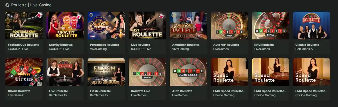 Aktueller WELTBET Live-Casino-Bereich mit Live-Dealer-Spielkacheln